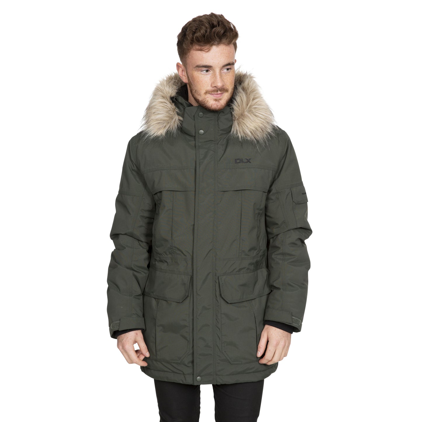 Olive - Side - Trespass Mens Highland Waterproof Parka Jacket