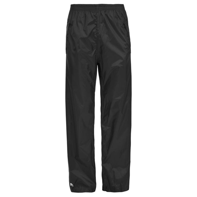 Black - Side - Trespass Adults Unisex Packup Trouser Waterproof Packaway Trousers