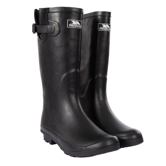 Black - Side - Trespass Womens-Ladies Damon Waterproof Wellington Boots
