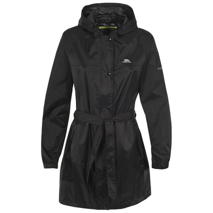 Black - Front - Trespass Womens-Ladies Compac Mac Waterproof Packaway Jacket-Coat