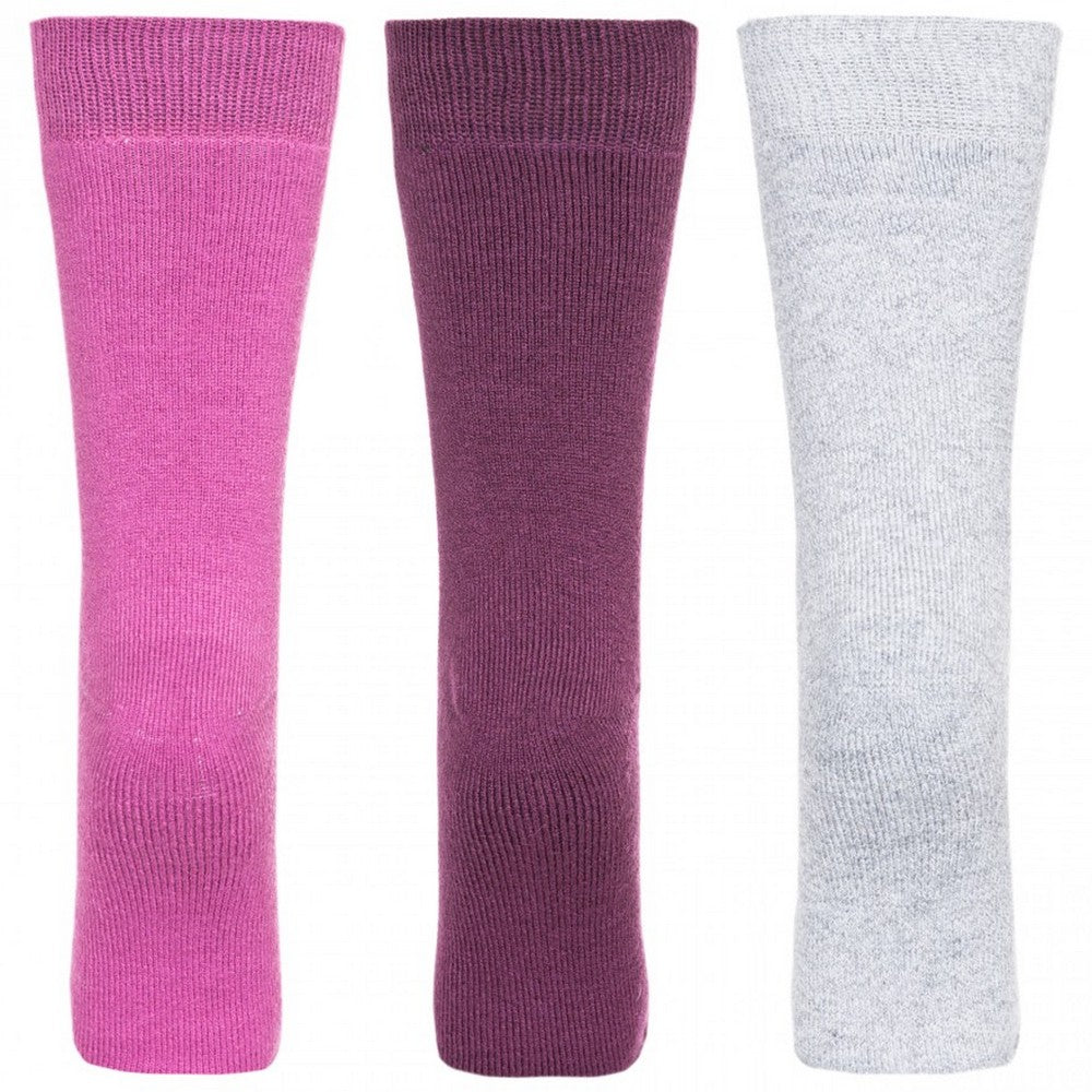Purple Orchid-Potent Purple-Grey Marl - Back - Trespass Womens-Ladies Alert Thermal Boot Socks (Pack Of 3)
