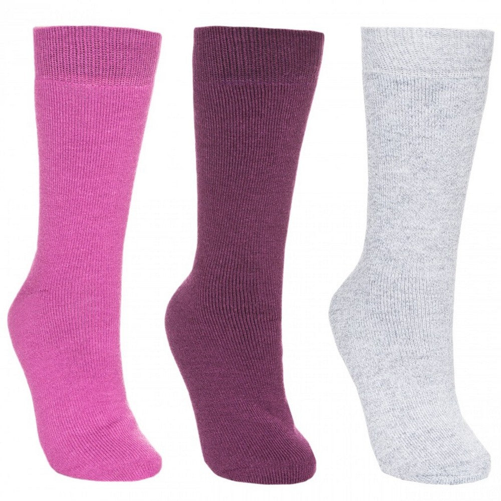 Purple Orchid-Potent Purple-Grey Marl - Side - Trespass Womens-Ladies Alert Thermal Boot Socks (Pack Of 3)