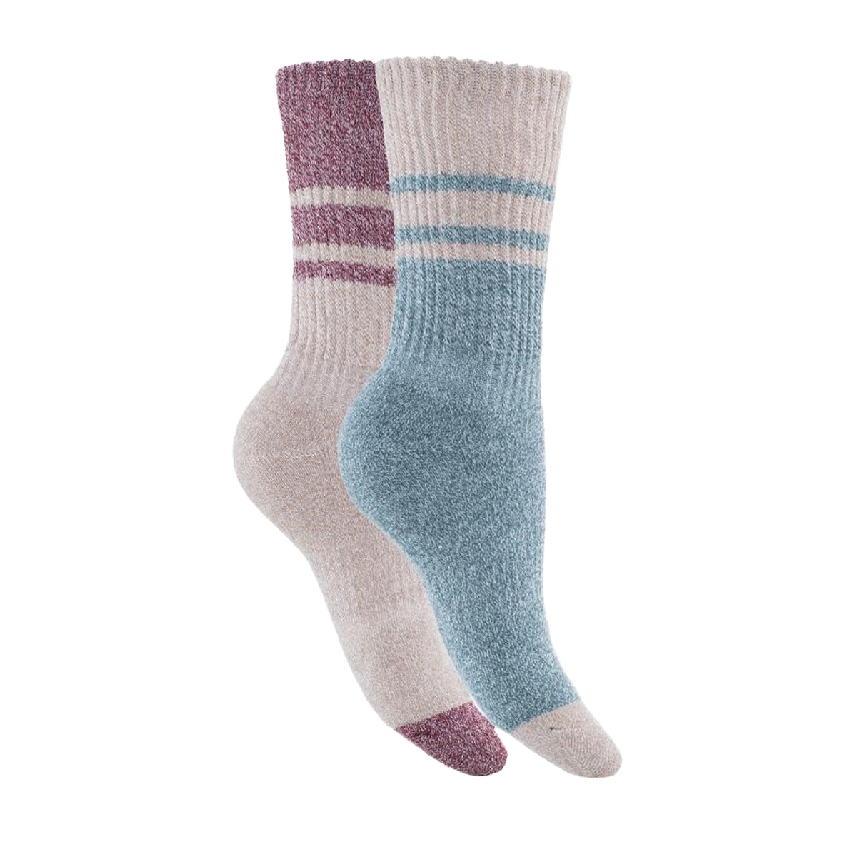 Spruce Green-Oatmeal - Back - Trespass Womens-Ladies Hadley Hiking Boot Socks (2 Pairs)