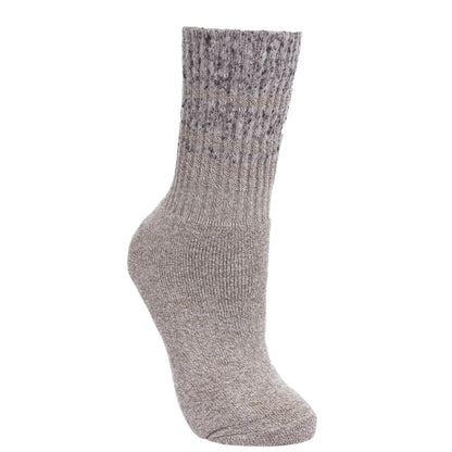 Grape Wine-Oatmeal - Back - Trespass Womens-Ladies Hadley Hiking Boot Socks (2 Pairs)