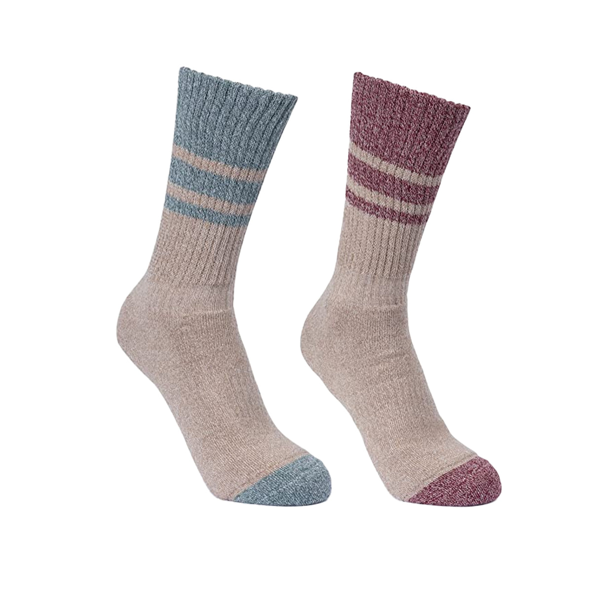 Spruce Green-Dark Cherry - Front - Trespass Womens-Ladies Hadley Hiking Boot Socks (2 Pairs)