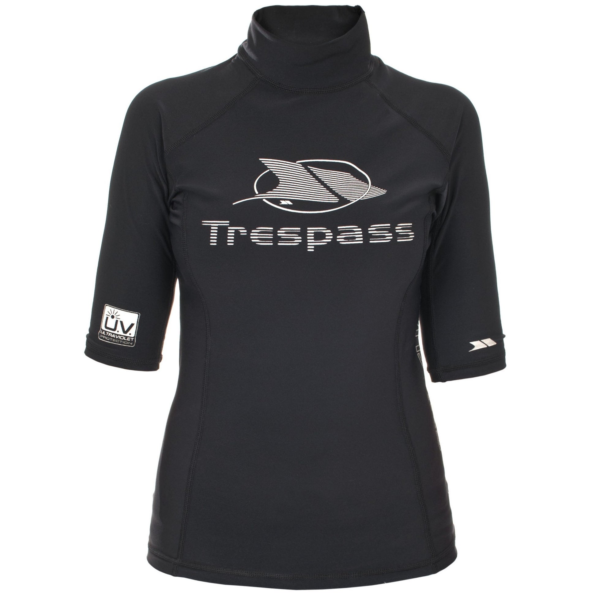 Black - Front - Trespass Womens-Ladies Azad Short Sleeve Swimming Rash Guard