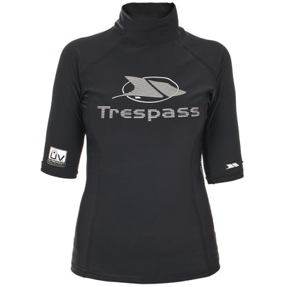 Black - Front - Trespass Womens-Ladies Azad Short Sleeve Swimming Rash Guard