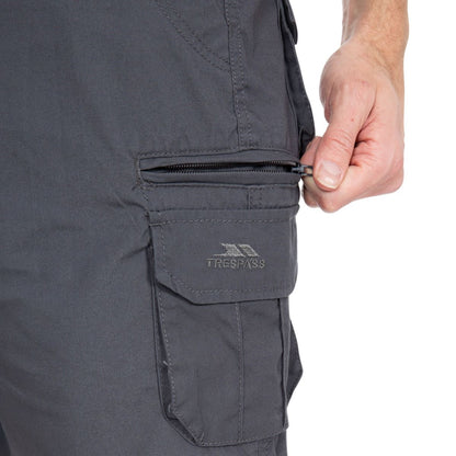 Graphite - Close up - Trespass Mens Gally Water Repellent Hiking Cargo Shorts