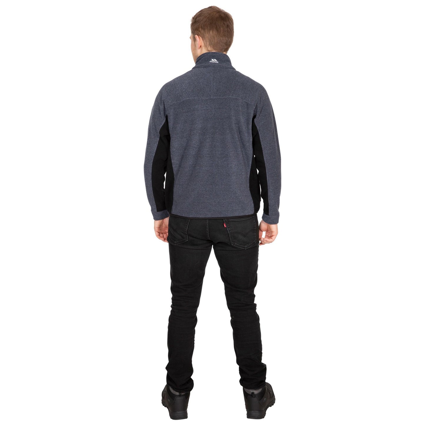 Navy Stripe - Side - Trespass Mens Jynx Full Zip Fleece Jacket