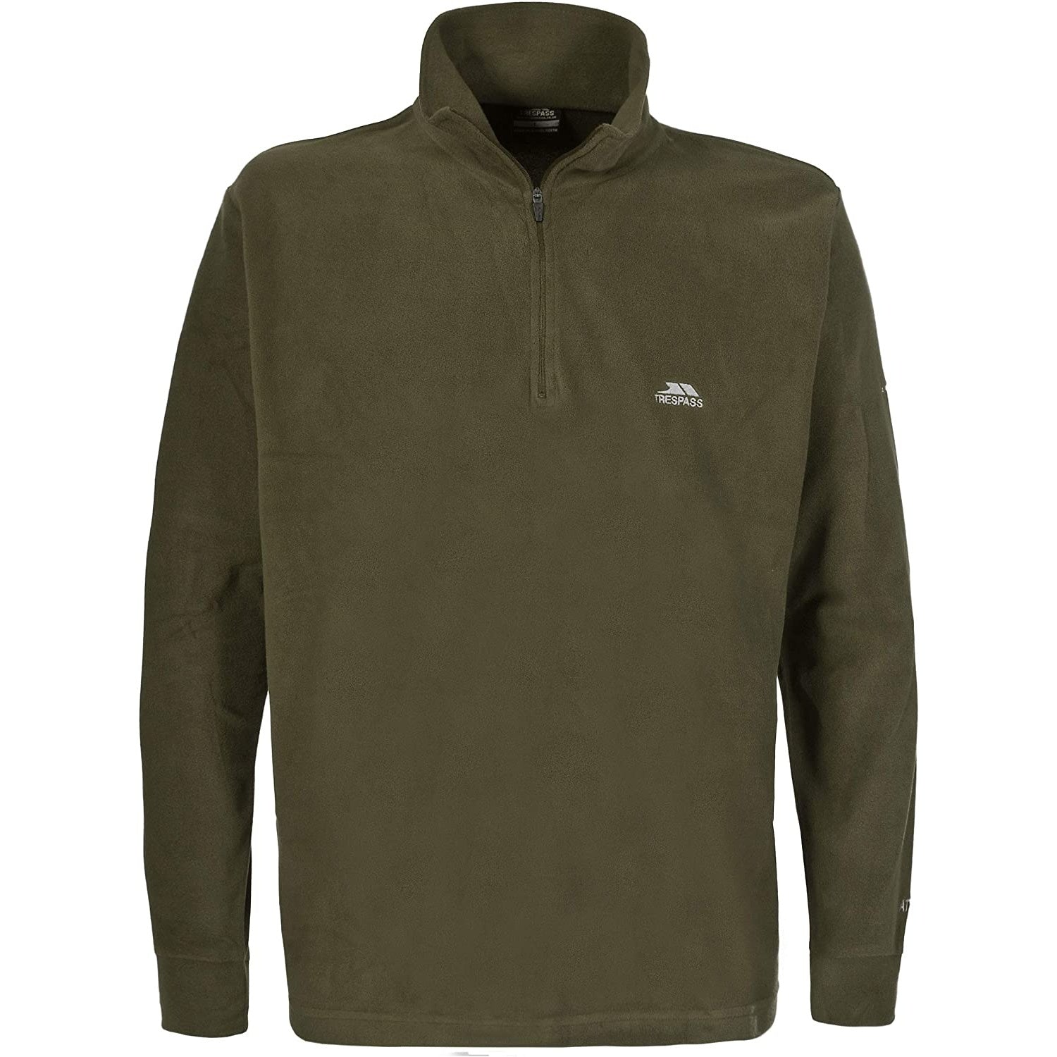 Olive - Front - Trespass Mens Masonville Half Zip Microfleece Top