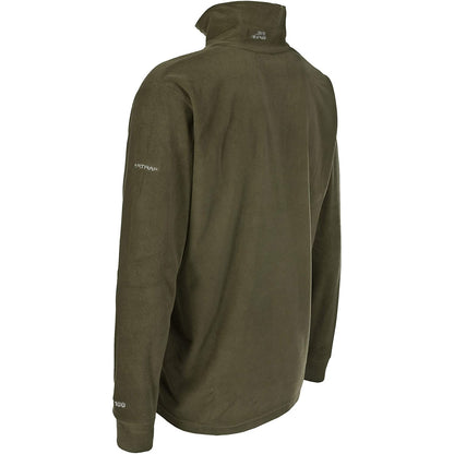 Olive - Close up - Trespass Mens Masonville Half Zip Microfleece Top