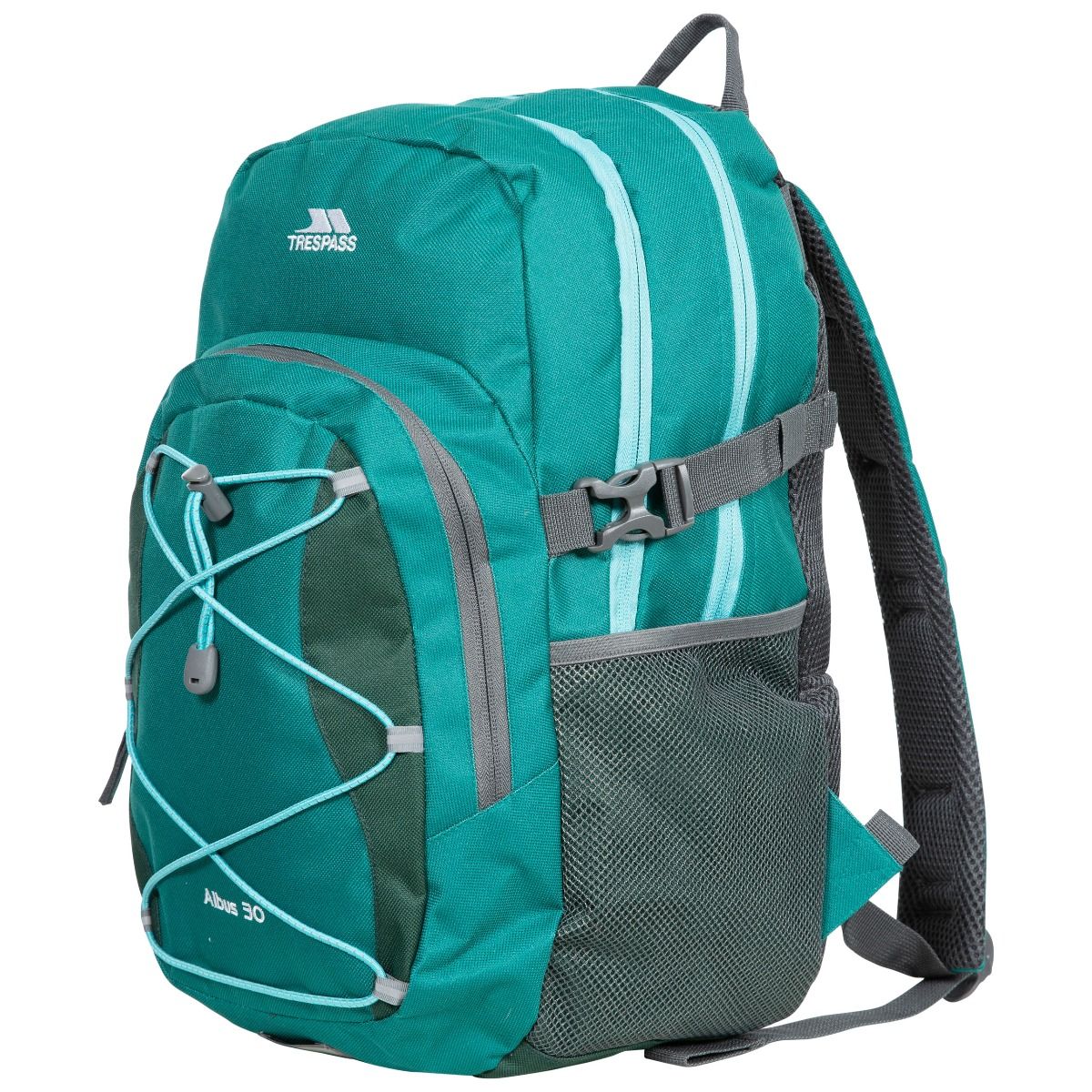 Ocean Green - Side - Trespass Albus 30 Litre Casual Rucksack-Backpack