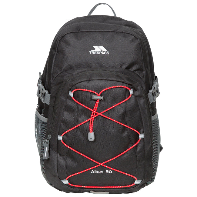 Black-Red - Front - Trespass Albus 30 Litre Casual Rucksack-Backpack