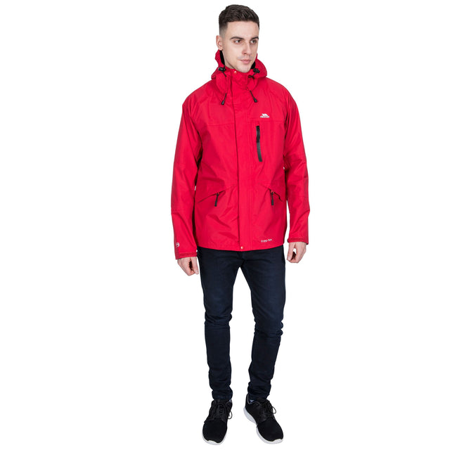 Red - Lifestyle - Trespass Mens Corvo Hooded Full Zip Waterproof Jacket-Coat