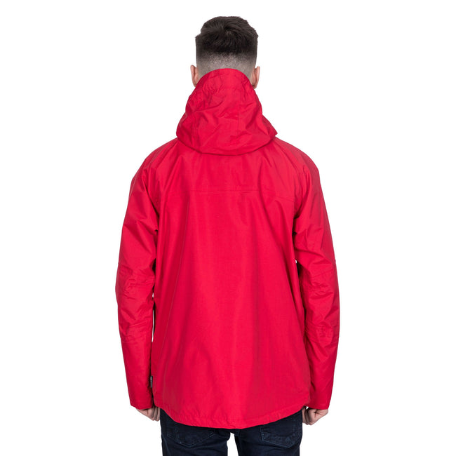 Red - Close up - Trespass Mens Corvo Hooded Full Zip Waterproof Jacket-Coat
