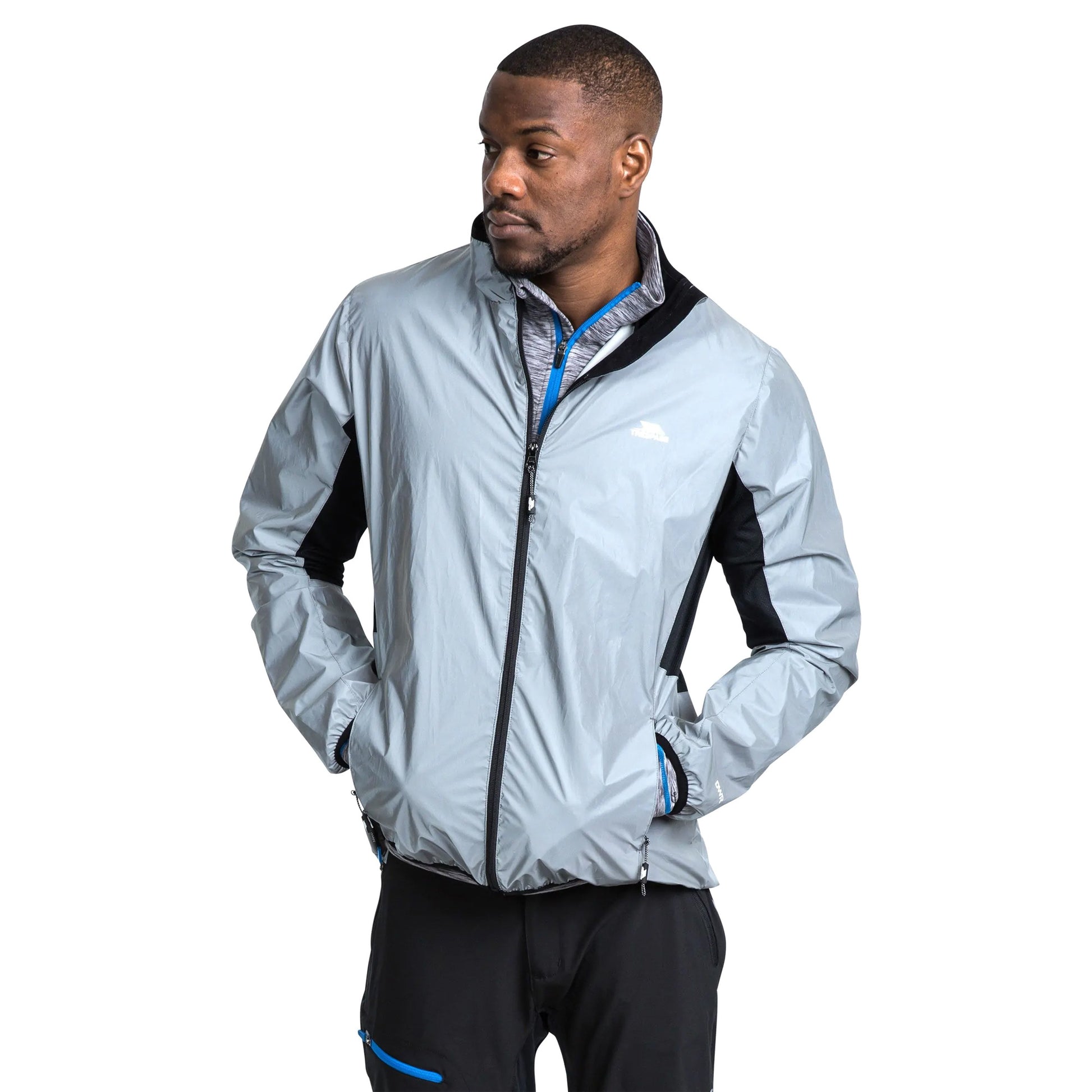 Silver Reflective - Side - Trespass Mens Zig Reflective Active Jacket