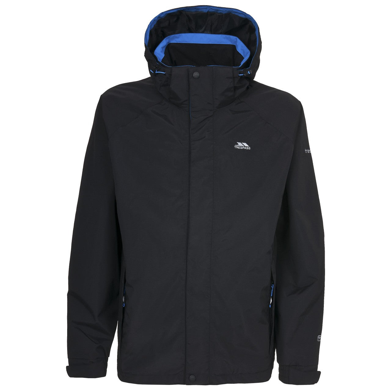 Black - Front - Trespass Mens Edwards Waterproof Hooded Full Zip Coat-Jacket