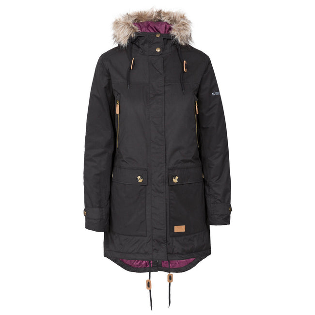 Black - Front - Trespass Womens-Ladies Clea Waterproof Parka