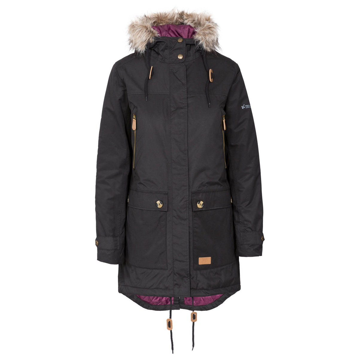 Black - Front - Trespass Womens-Ladies Clea Waterproof Parka