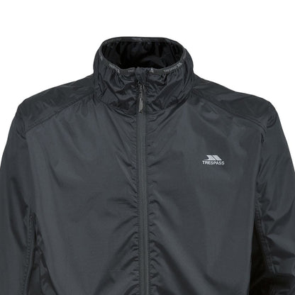 Black - Side - Trespass Mens Grafted Waterproof & Windproof Packaway Active Jacket