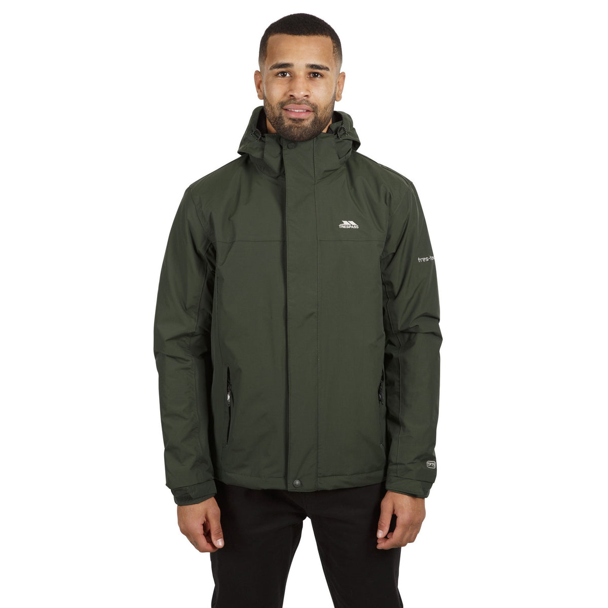Olive - Back - Trespass Mens Donelly Waterproof Padded Jacket