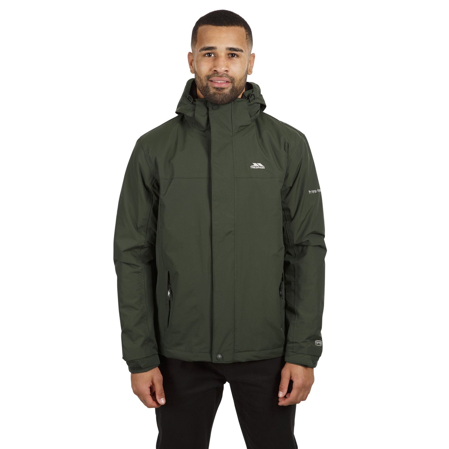 Olive - Back - Trespass Mens Donelly Waterproof Padded Jacket