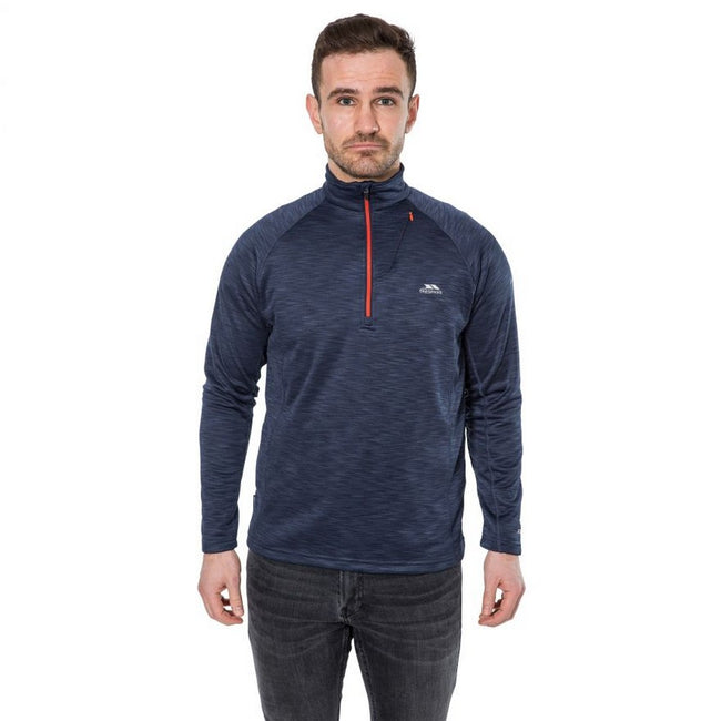 Navy Marl - Back - Trespass Mens Collins Half Zip Fleece Top