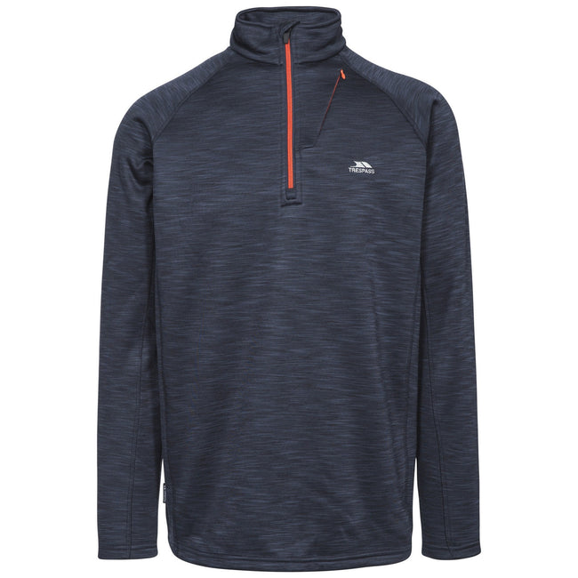 Navy Marl - Front - Trespass Mens Collins Half Zip Fleece Top