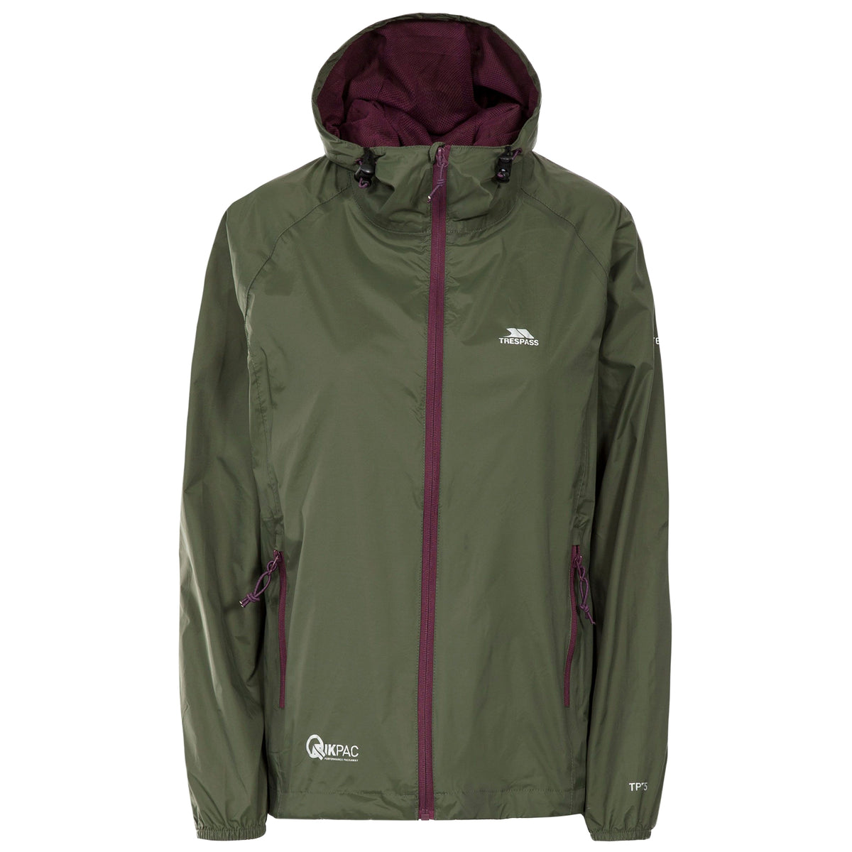 Moss - Front - Trespass Womens-Ladies Qikpac Packaway Waterproof Jacket
