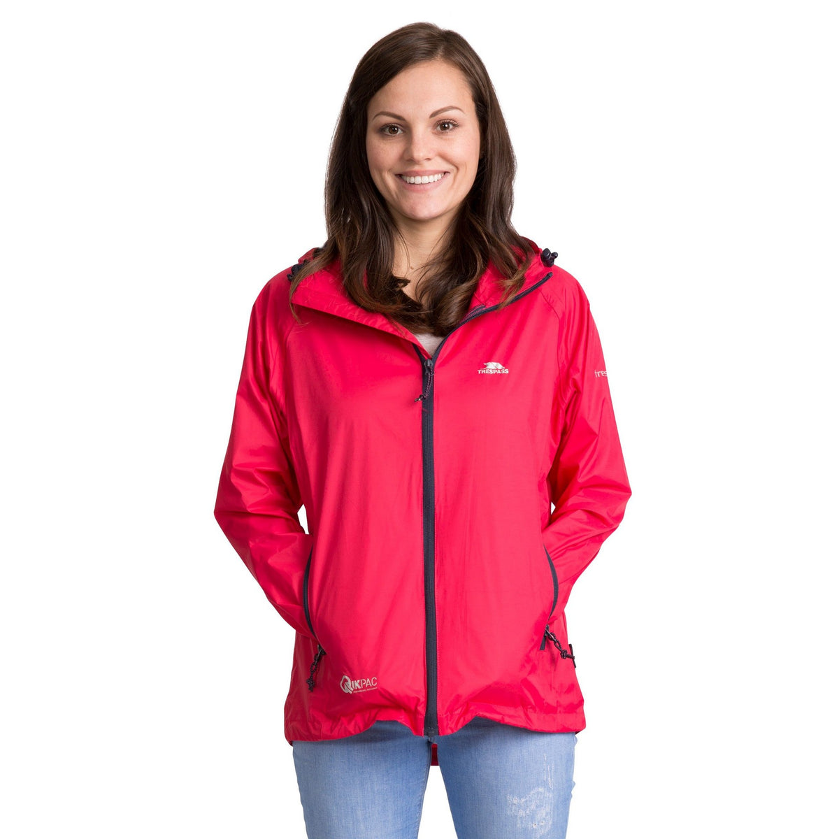 Raspberry - Back - Trespass Womens-Ladies Qikpac Packaway Waterproof Jacket