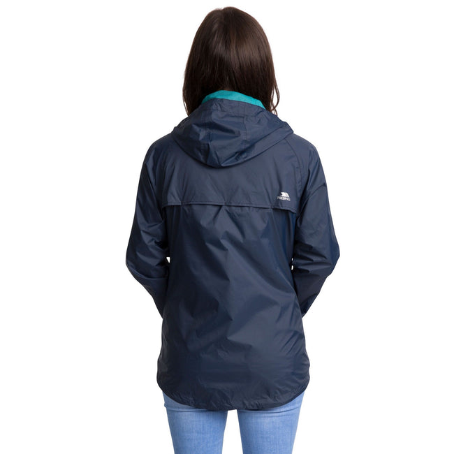 Navy - Side - Trespass Womens-Ladies Qikpac Waterproof Packaway Shell Jacket