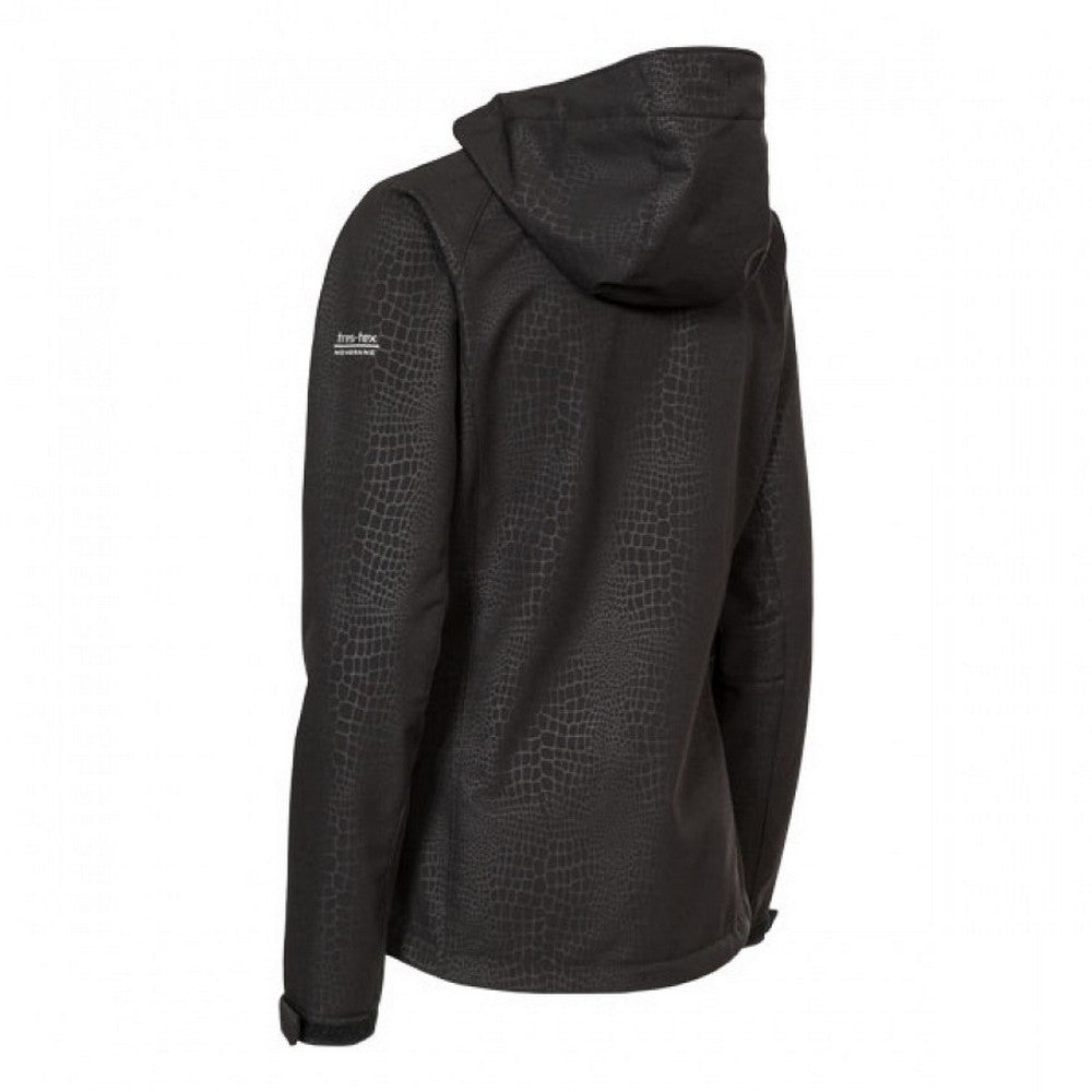 Black - Back - Trespass Womens-Ladies Cheska Snakeprint Waterproof Softshell Jacket