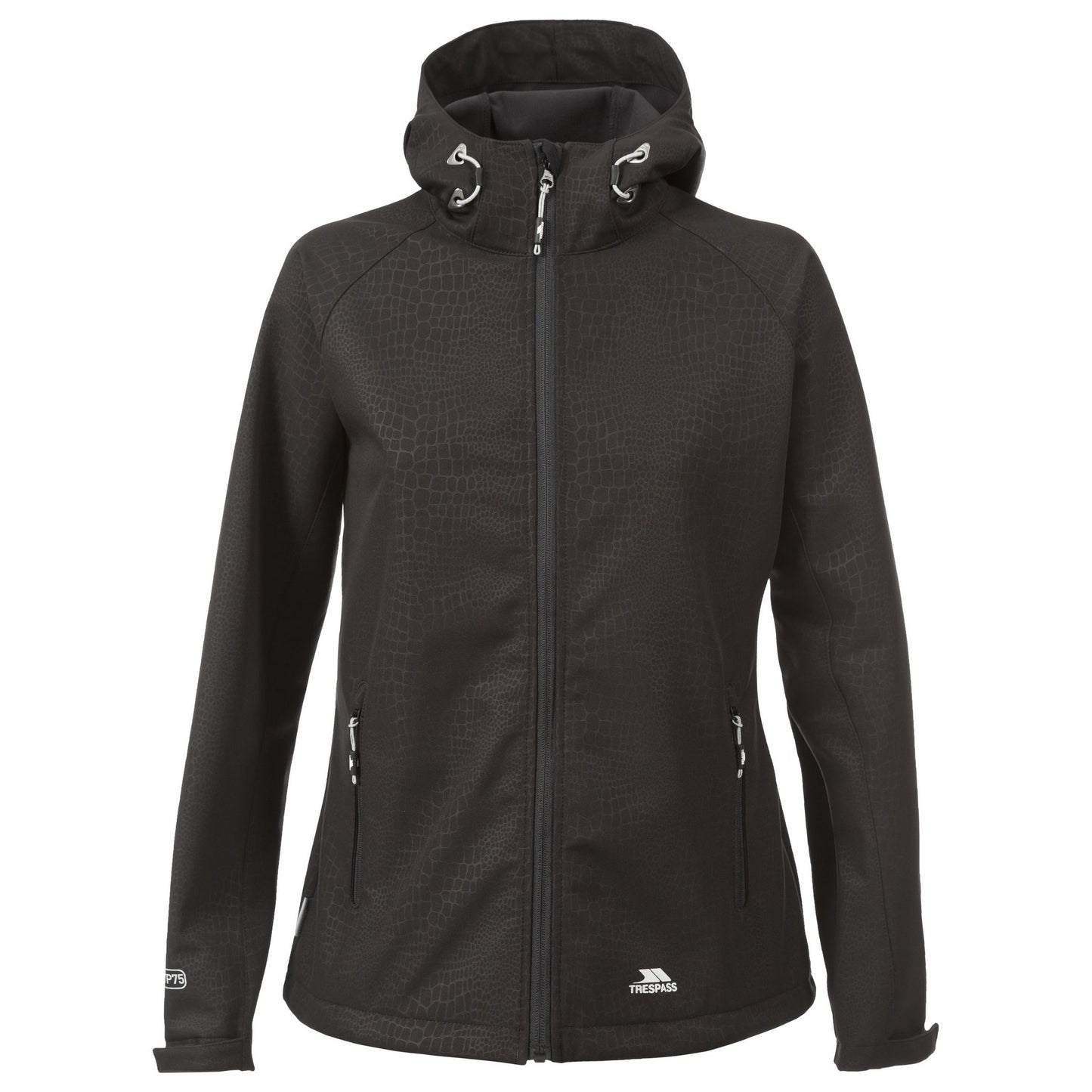 Black - Front - Trespass Womens-Ladies Cheska Snakeprint Waterproof Softshell Jacket