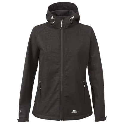 Black - Front - Trespass Womens-Ladies Cheska Snakeprint Waterproof Softshell Jacket