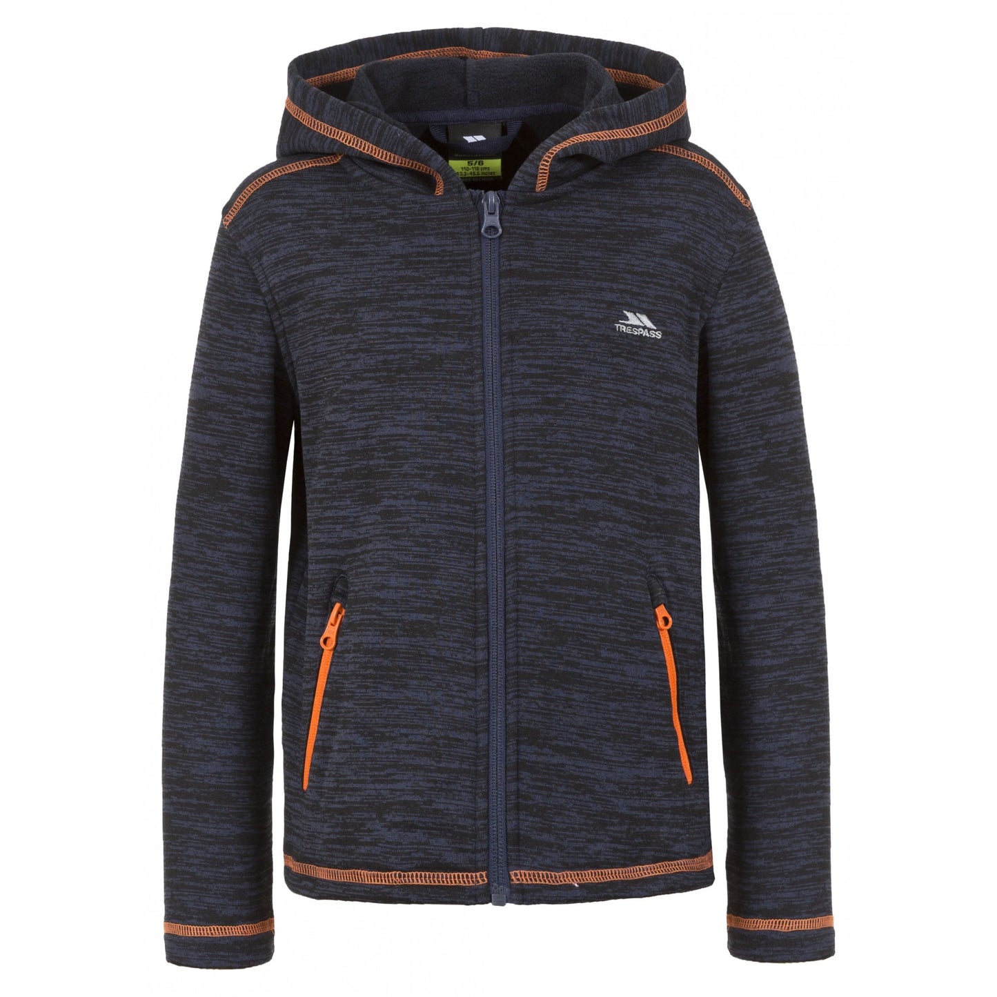 Navy Marl - Front - Trespass Childrens Boys Shaw Full Zip Hooded Fleece Jacket