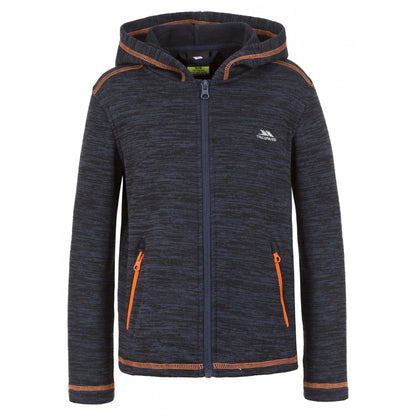 Navy Marl - Front - Trespass Childrens Boys Shaw Full Zip Hooded Fleece Jacket