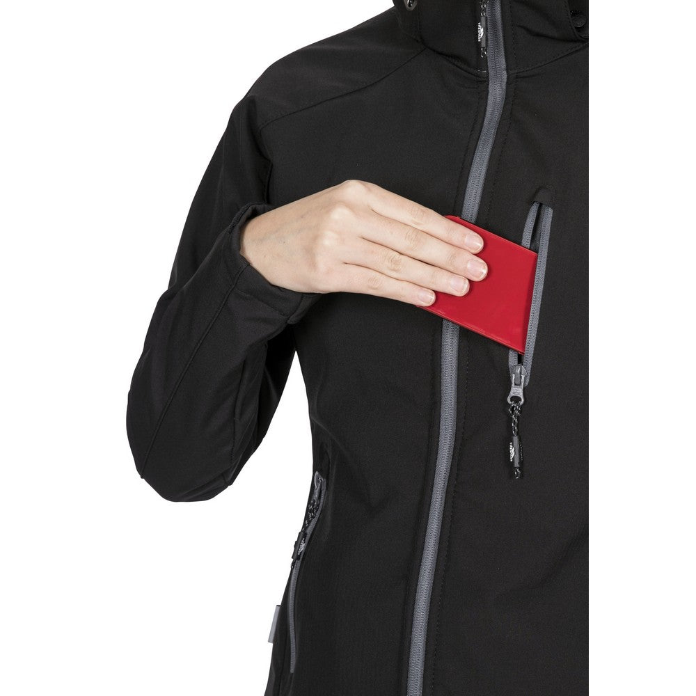 Black - Pack Shot - Trespass Womens-Ladies Bela II Waterproof Soft Shell Jacket