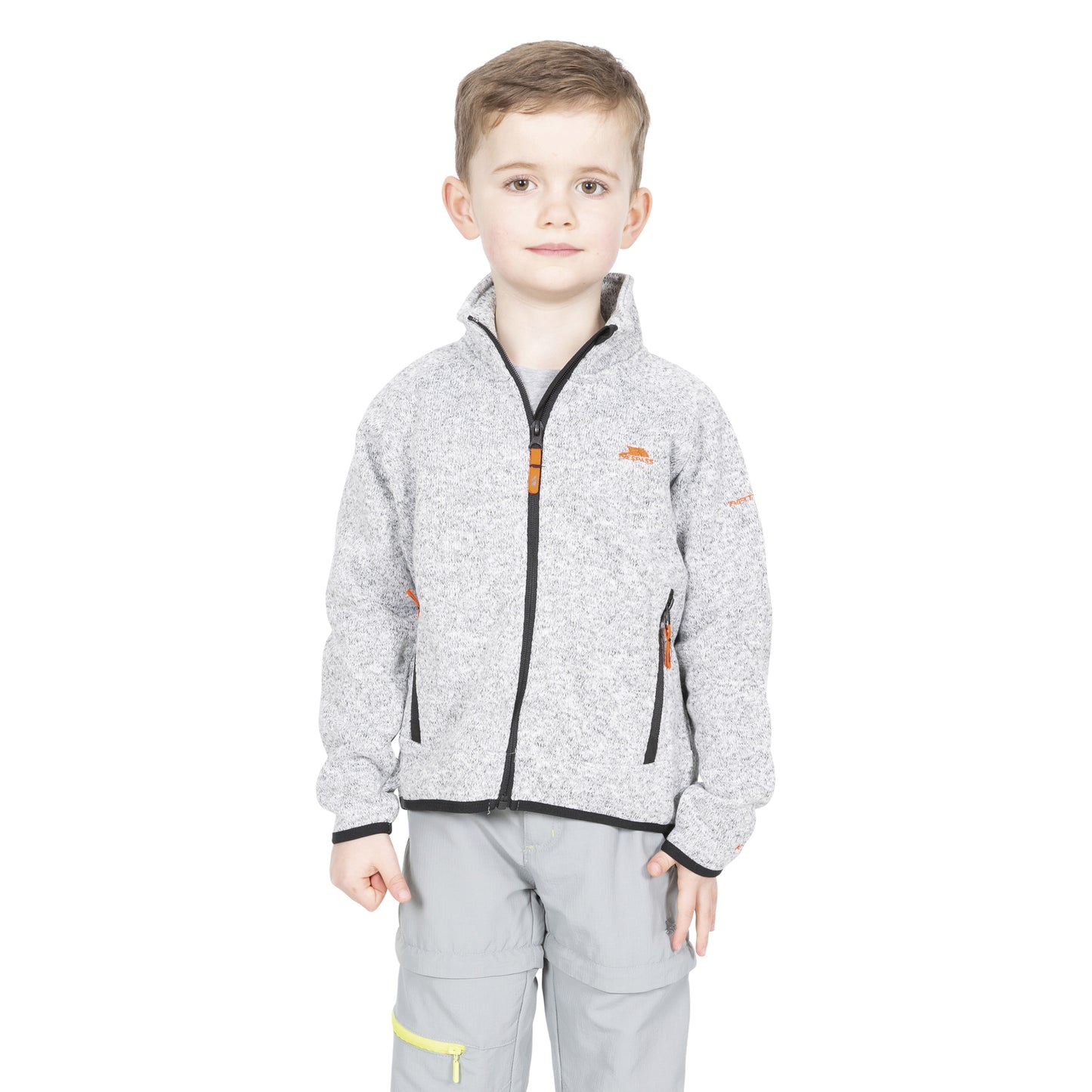 Grey Marl - Side - Trespass Childrens Boys Mario Full Zip Fleece Jacket