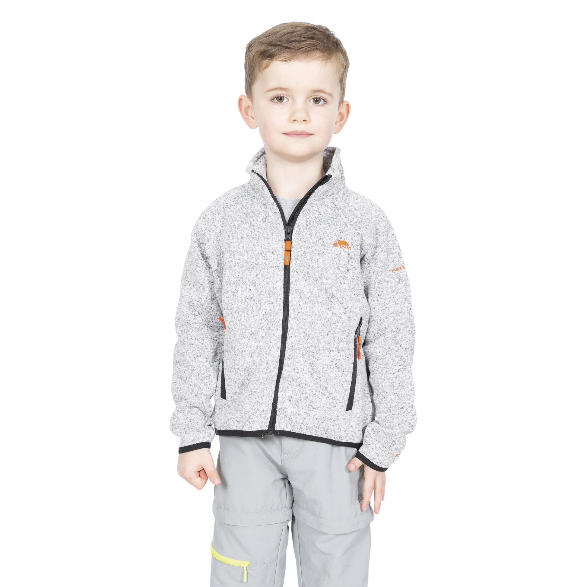 Grey Marl - Side - Trespass Childrens Boys Mario Full Zip Fleece Jacket
