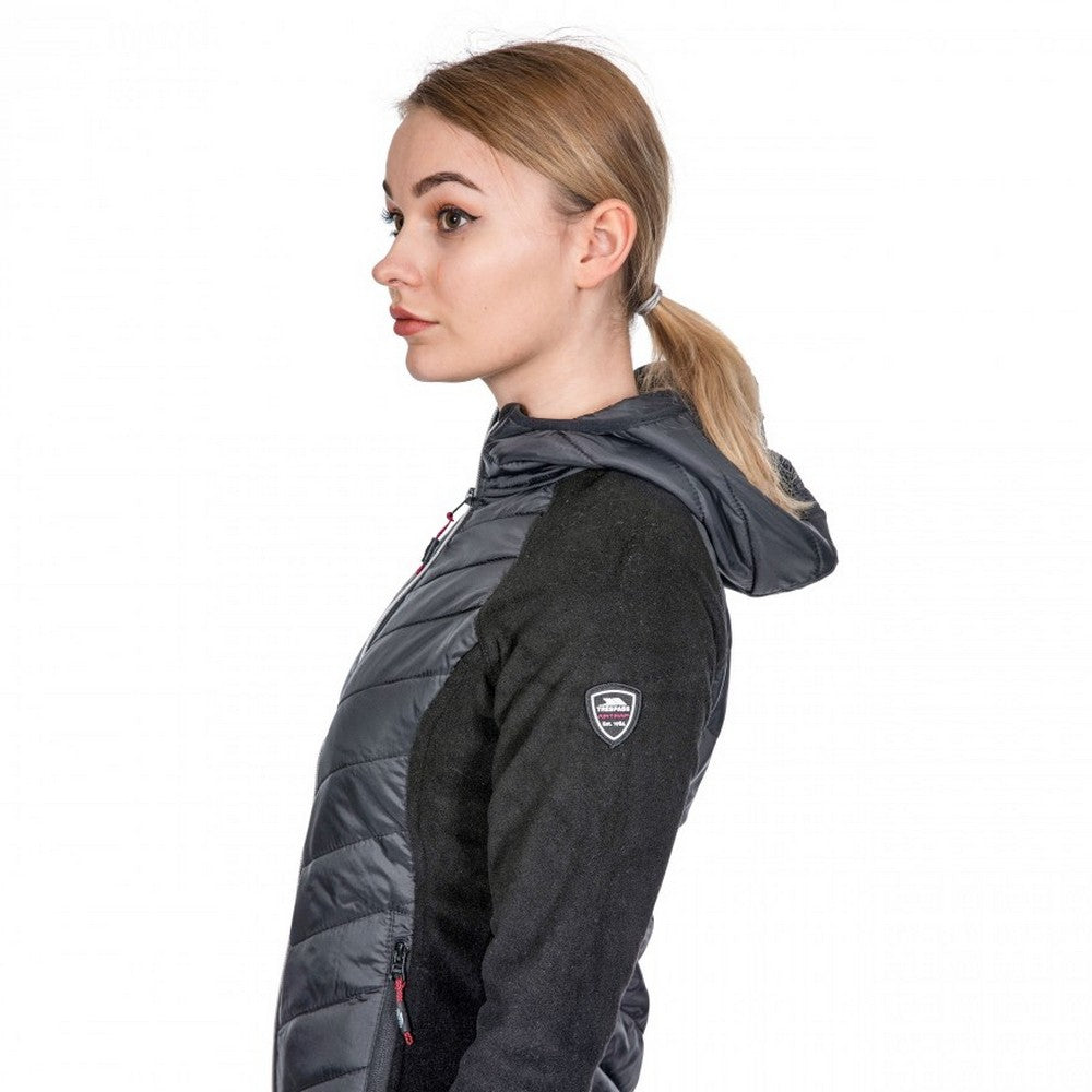 Black - Close up - Trespass Womens-Ladies Boardwalk Padded Hooded Fleece Jacket