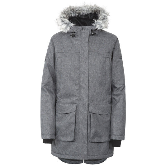 Black-Silver Grey - Front - Trespass Womens-Ladies Thundery Waterproof Jacket