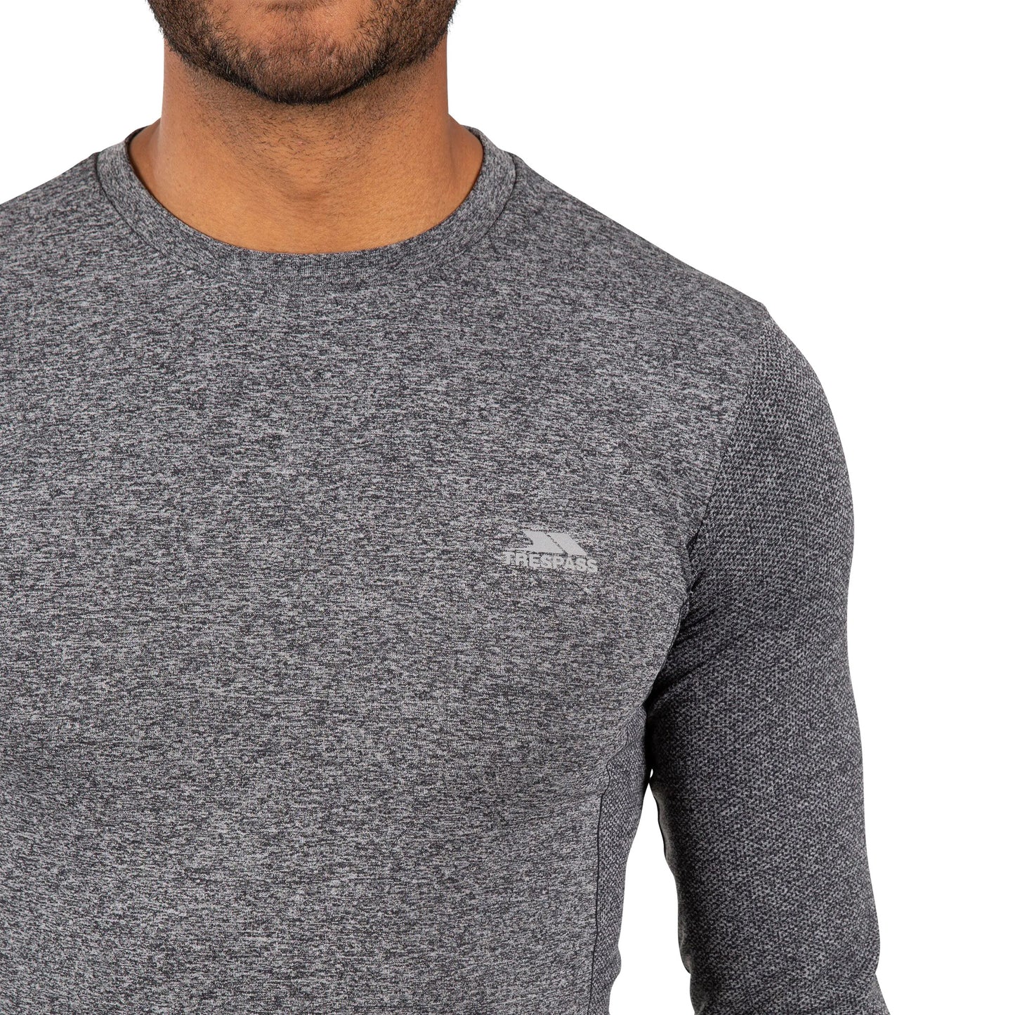 Black Marl - Side - Trespass Mens Timo Long Sleeve Active Top