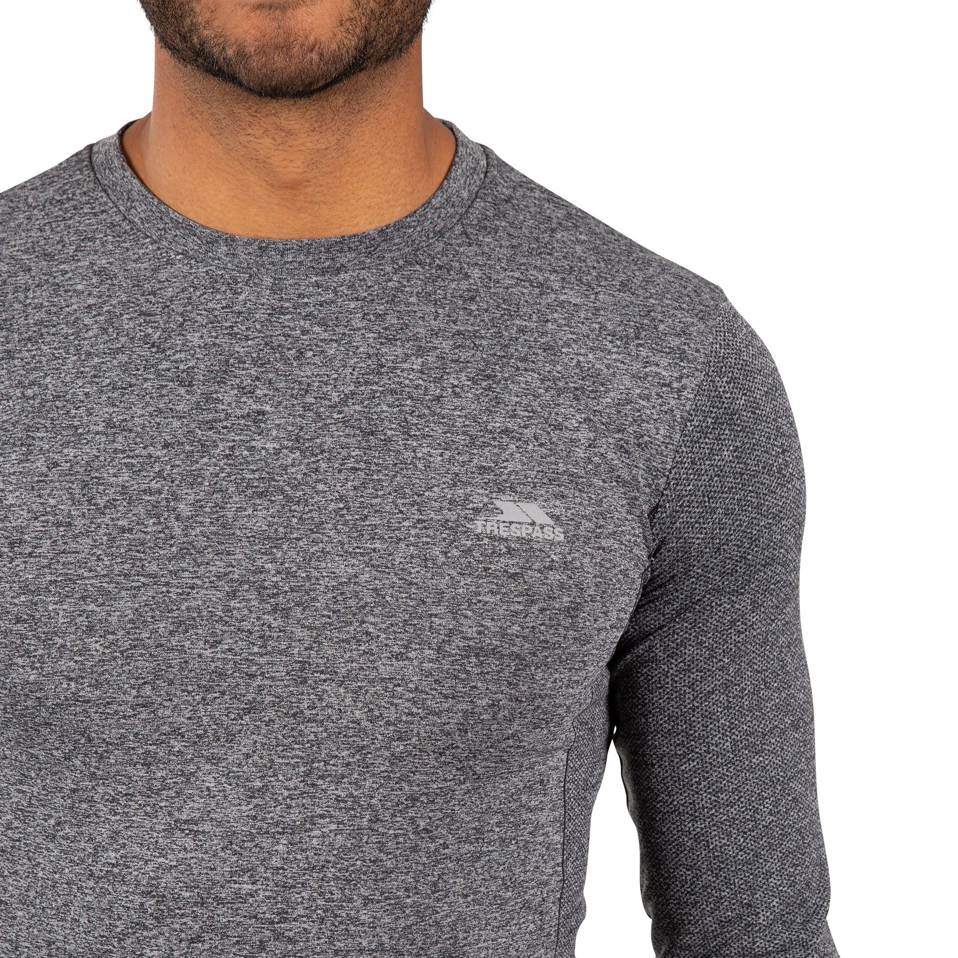 Black Marl - Side - Trespass Mens Timo Long Sleeve Active Top