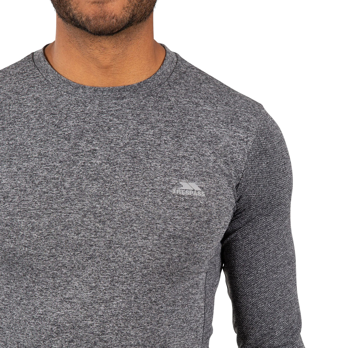 Black Marl - Side - Trespass Mens Timo Long Sleeve Active Top