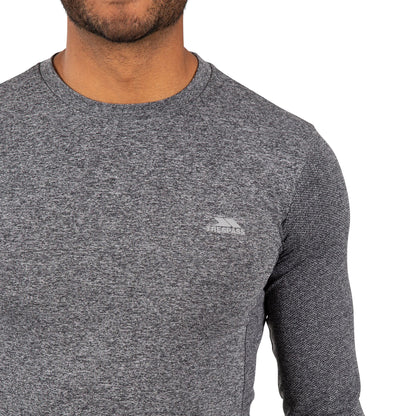 Black Marl - Side - Trespass Mens Timo Long Sleeve Active Top