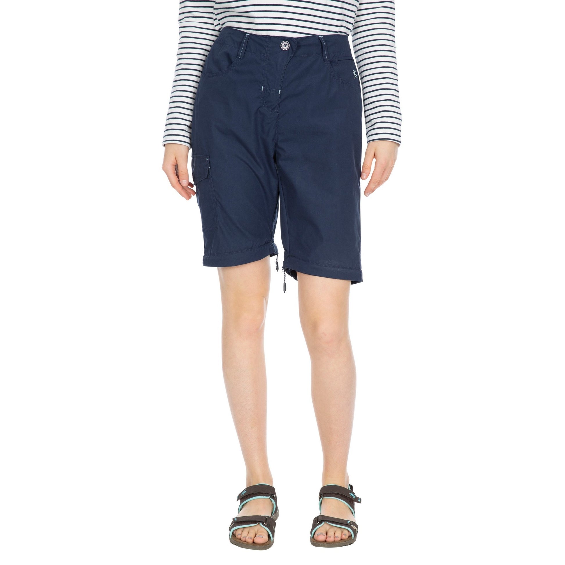 Navy - Side - Trespass Womens-Ladies Rambler Convertible Hiking Trousers