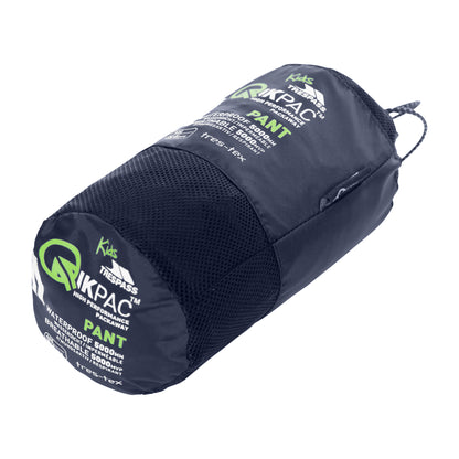 Navy - Lifestyle - Trespass Childrens-Kids Qikpac Waterproof Packaway Trousers