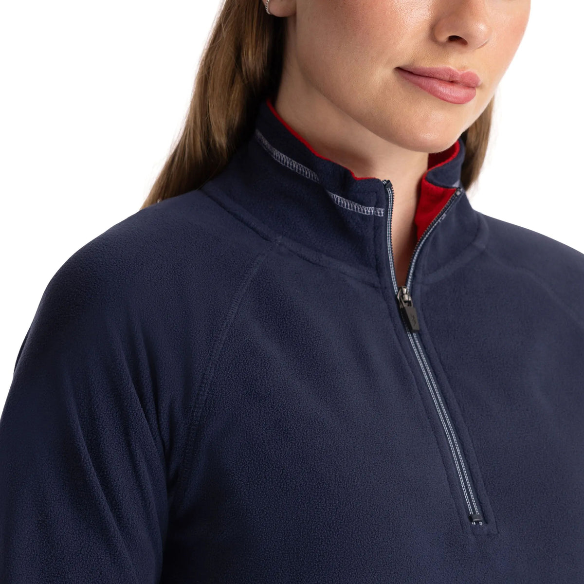 Navy-Red - Pack Shot - Trespass Womens-Ladies Skylar Fleece Top