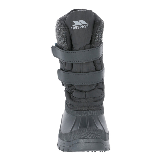 Black - Back - Trespass Childrens Boys Strachan II Waterproof Touch Fastening Snow Boots