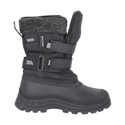 Black - Front - Trespass Childrens Boys Strachan II Waterproof Touch Fastening Snow Boots